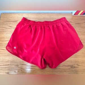 Red Lululemon Hottie Hot Shorts 4” Low Rise